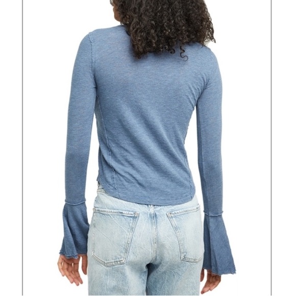 Sold Free People Cecelia Top T Shirt *Bell Sleeves Blue XS - Picture 9 of 16